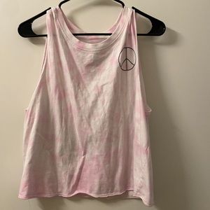 Pink tie dye cropped tank